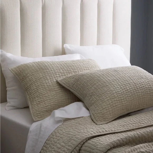 NWOT Quince King European Cotton Stitch Pillow Shams - Natural - Picture 2 of 2